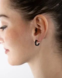 ORECCHINO BRIGHT BLACK BAND CON BRILLANTI NERI