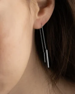 ORECCHINO CATENA SILVER BUTTERFLY BAR IN ARGENTO