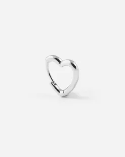 ORECCHINO CERCHIO CUORE PICCOLO IN ARGENTO RODIATO