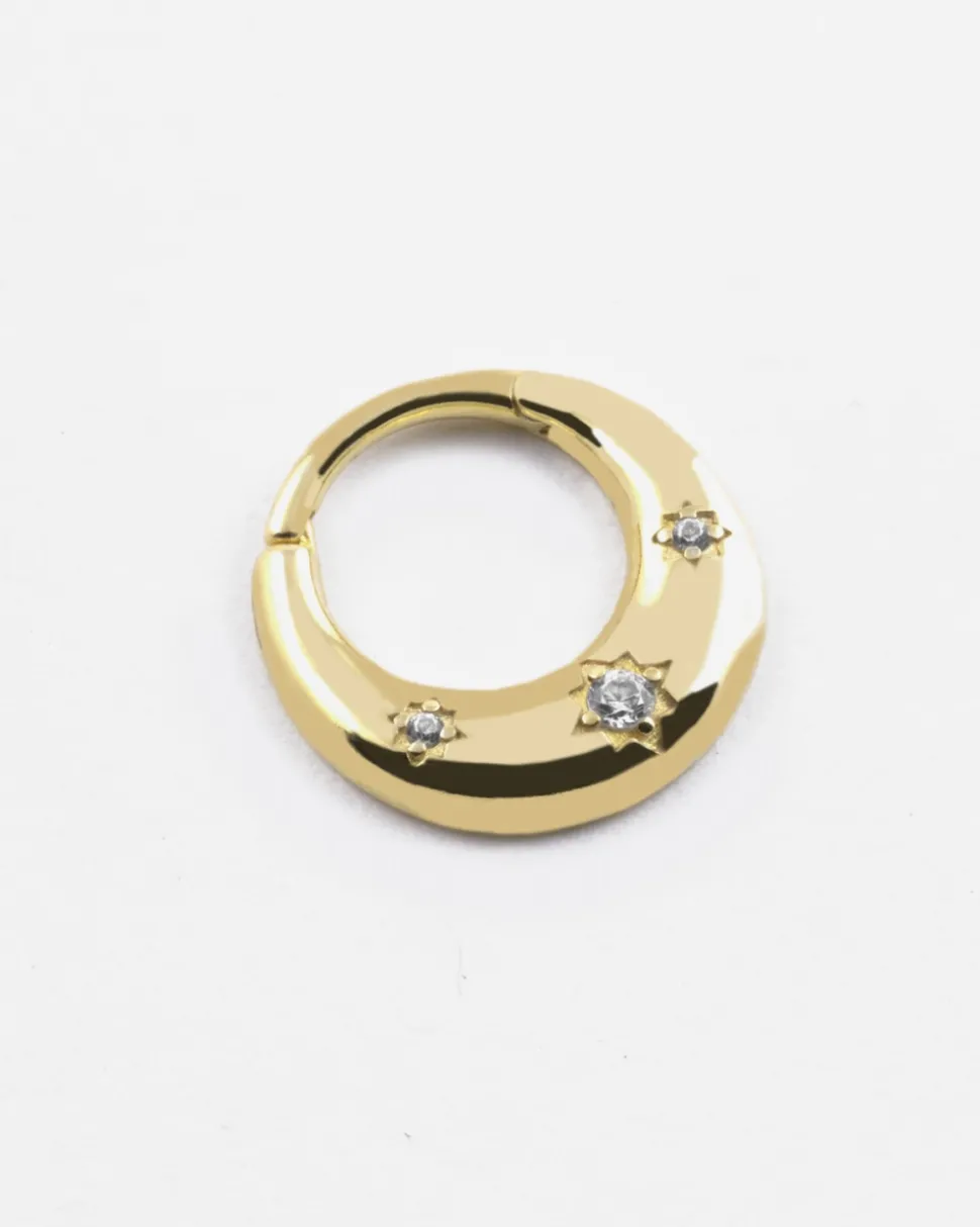 ORECCHINO CERCHIO GOLDEN HALFMOON SEPTUM PLACCATO ORO CON BRILLANTI