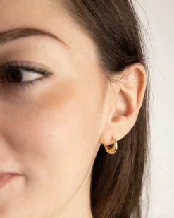 ORECCHINO CERCHIO GOLDEN HALFMOON SEPTUM PLACCATO ORO CON BRILLANTI