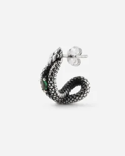 ORECCHINO CERCHIO SERPENTE POISONED IN ARGENTO CON PIETRA VERDE