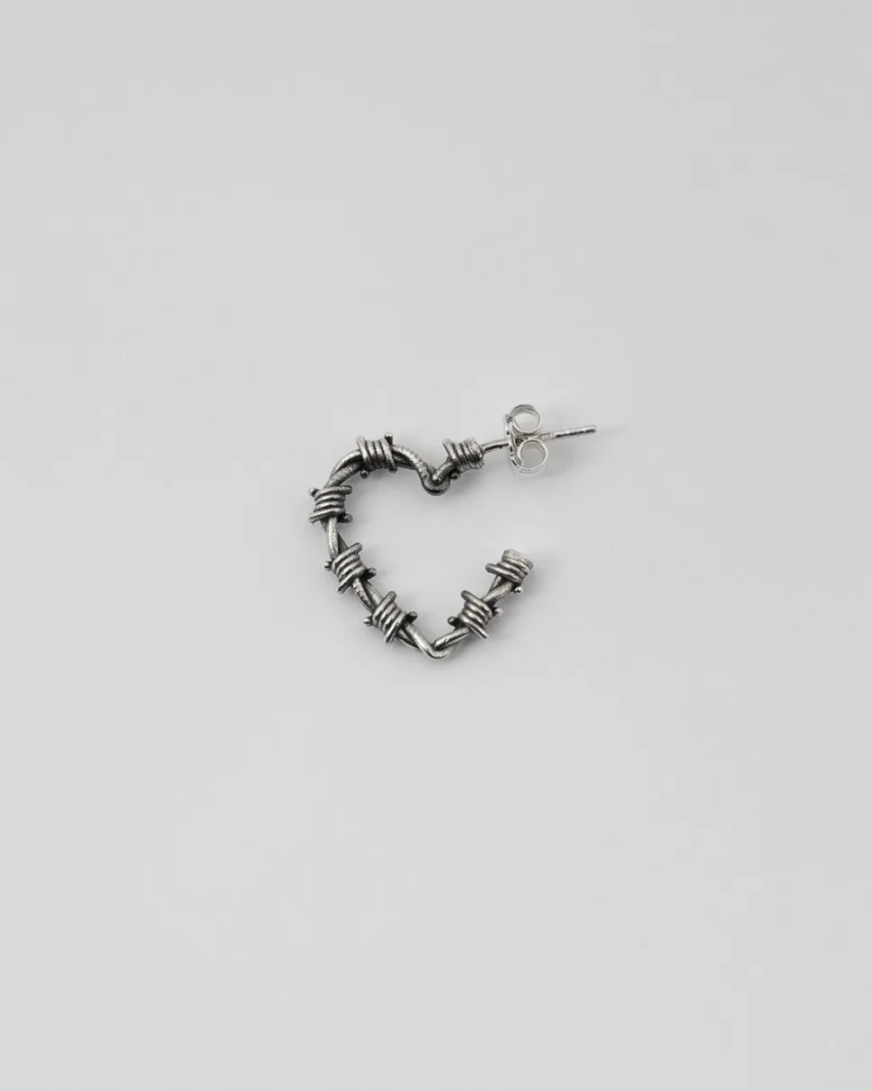 ORECCHINO CUORE FILO SPINATO IN ARGENTO