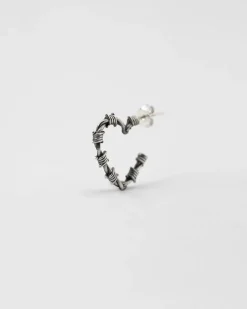 ORECCHINO CUORE FILO SPINATO IN ARGENTO