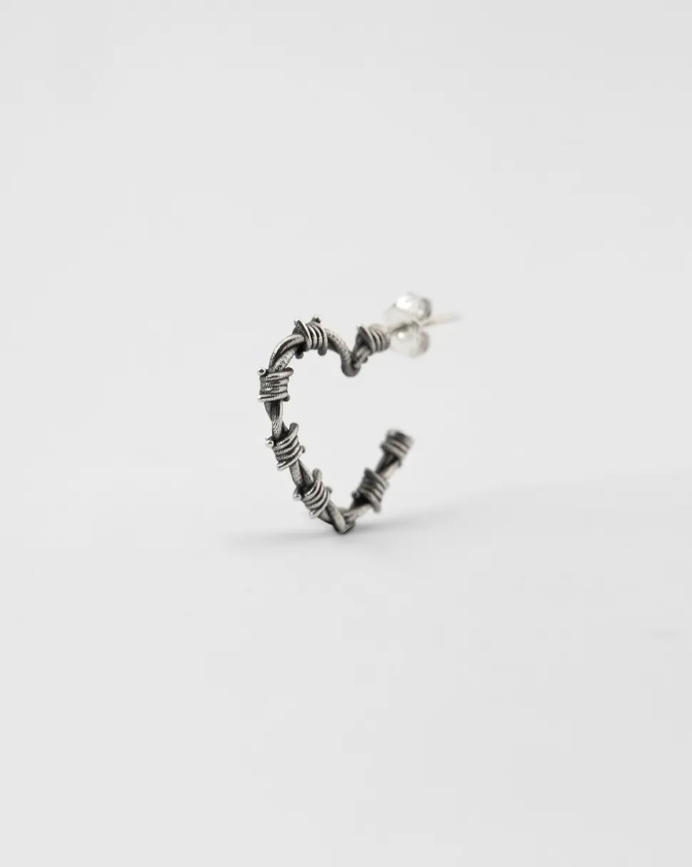 ORECCHINO CUORE FILO SPINATO IN ARGENTO
