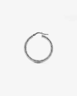 ORECCHINO DIAMOND HOOP GRANDE IN ARGENTO RODIATO