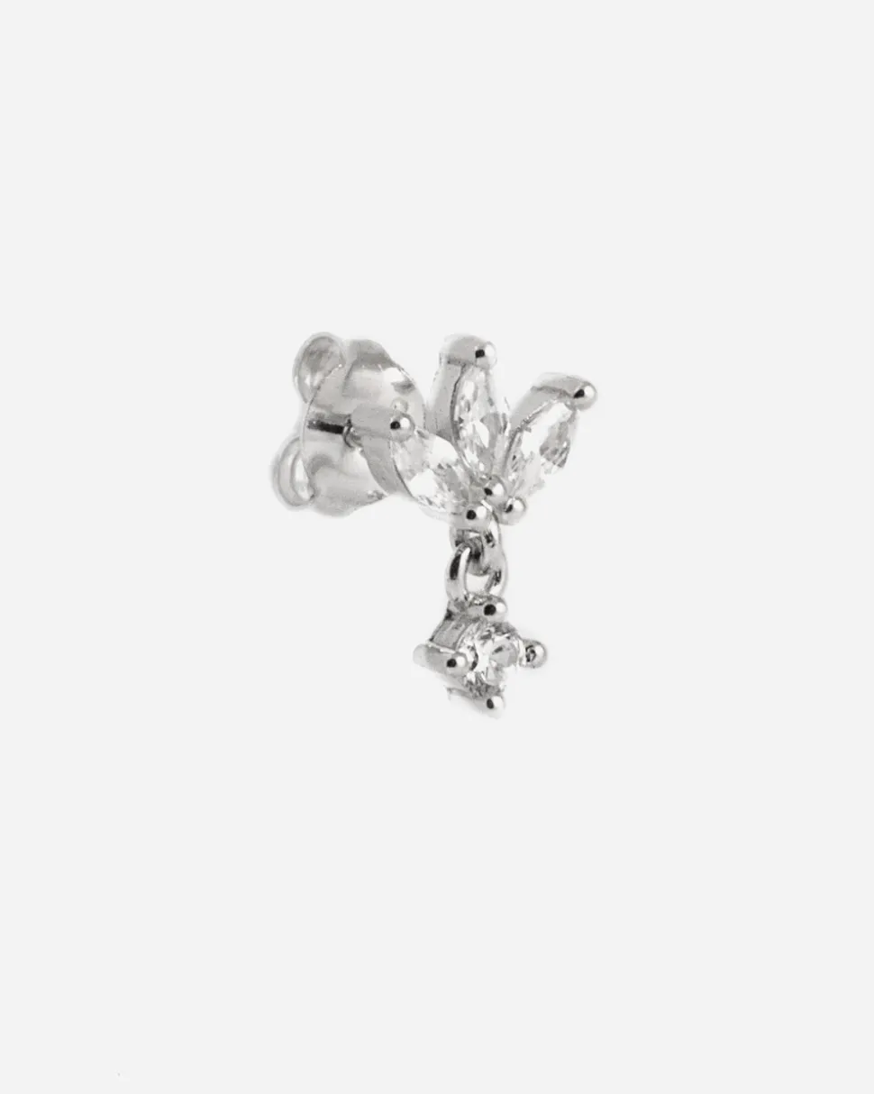 ORECCHINO IN ARGENTO NAVETTE E ZIRCONE PENDENTE