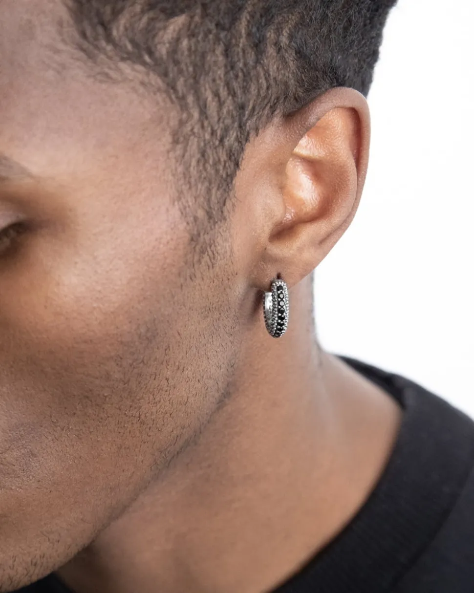 ORECCHINO IN ARGENTO PUNTINATI BLACK WIND