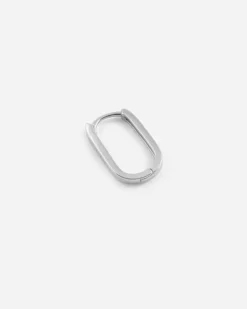 ORECCHINO OVALE SQUADRATO PICCOLO SLIM IN ARGENTO RODIATO