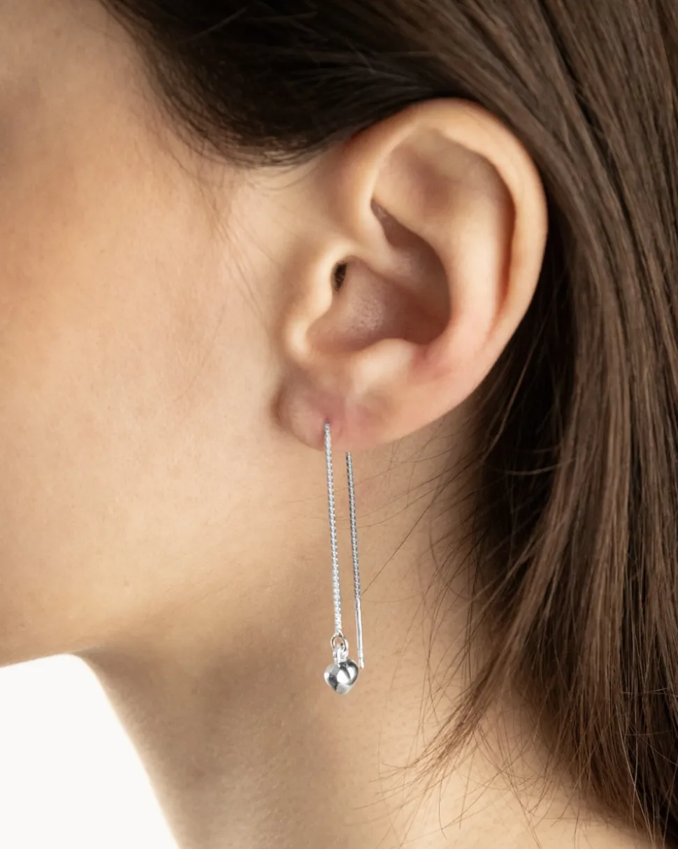 ORECCHINO PENDENTE CON CATENA SILVER LOVE ROPE IN ARGENTO