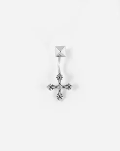 ORECCHINO PENDENTE CROCE GRECA IN ARGENTO