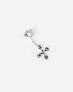 ORECCHINO PENDENTE CROCE GRECA IN ARGENTO