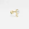 ORECCHINO PIERCING GOLDEN SHINY PEARL PLACCATO ORO CON PERLA E BRILLANTE