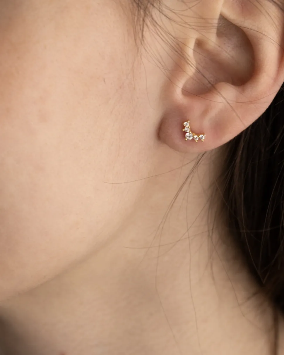 ORECCHINO PIERCING GOLDEN QUOTE PLACCATO ORO CON BRILLANTI