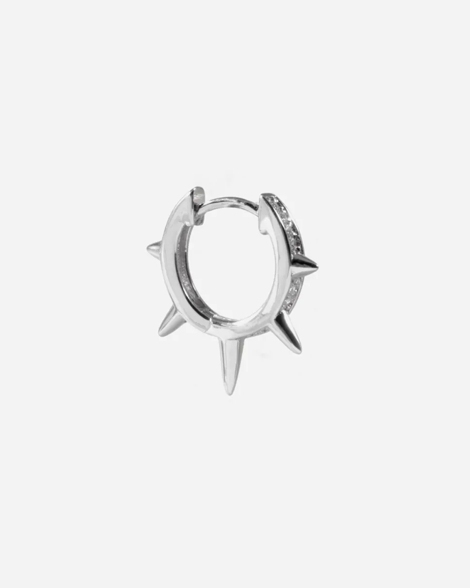 ORECCHINO SINGOLO CERCHIO MULTISPIKE IN ARGENTO CON BRILLANTI