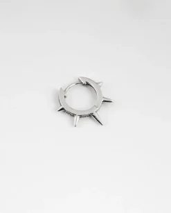 ORECCHINO SINGOLO CERCHIO MULTISPIKE IN ARGENTO CON BRILLANTI