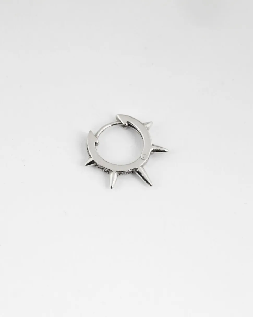ORECCHINO SINGOLO CERCHIO MULTISPIKE IN ARGENTO CON BRILLANTI
